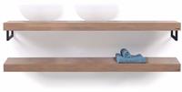 Looox Wood Collection wooden shelf 200cm old grey eiken hdh. mat zwart eiken old grey