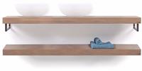 Looox Wood Collection wooden shelf 200cm old grey eiken hdh. rvs eiken old grey