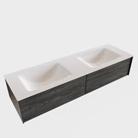 Boss & Wessing Badkamermeubel BWS Madrid Antraciet 150x45x30 cm Mat Witte Solid Surface Wastafel Dubbel (2 lades, 2 kraangaten)