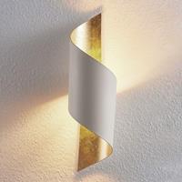 Lampenwelt.com Metalen wandlamp Vanni, gedraaid, wit-goud