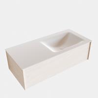 Boss & Wessing Badkamermeubel BWS Madrid Wit 100x45x30 cm Mat Witte Solid Surface Wastafel Rechts (0 kraangaten)