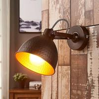Lampenwelt.com Mirielle - bruine wandlamp, oranje van binnen