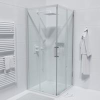 Saniclass Boutry Quick Fit Douchecabine - vierkant - 90x90x195cm - hoekinstap - 2 Schuifdeur - anti kalk - chroom SAQ1142-90