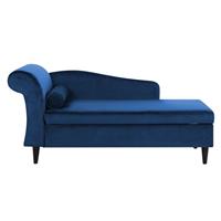 Chaiselongue fluweel marineblauw LUIRO