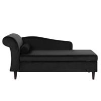 Chaiselongue fluweel zwart LUIRO