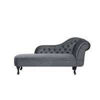 Beliani Chaise longue fluwelen grijs rechts NIMES