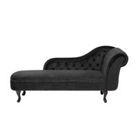 Beliani Chaise longue fluwelen stof zwart rechts NIMES