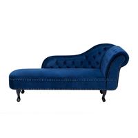 Beliani Chaise longue fluweelblauw rechts NIMES