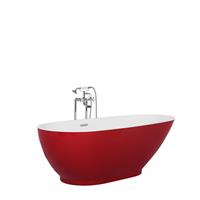 Badewanne Rot Freistehend 173 x 82 cm Walnussform Modern - Rot