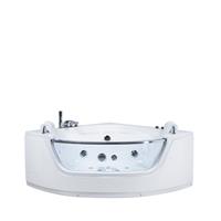 Eckbadewanne Whirlpool Weiß Sanitäracryl 187 x 140 cm led mit 7 Farben Badezimmer - Silber