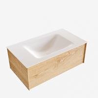 Boss & Wessing Badkamermeubel BWS Madrid Washed Oak 80 cm Solid Surface Wastafel (zonder of met kraangat)
