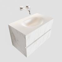 Boss & Wessing Badkamermeubel BWS Madrid Carrara Mat 80 cm Solid Surface Wastafel (0 kraangaten, 2 lades)