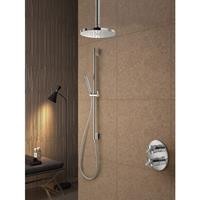 Hotbath IBS 3A complete thermostatische douche inbouwset Chap met 2 weg stop omstel chroom staafmodel handdouche met plafondbuis 15cm diameter douchekop 25cm inclusief glijstang IBS3ACR-S-P15-M105-M30