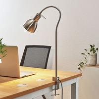 Lampenwelt.com Klemlamp Triska met flexarm, gesatineerd nikkel