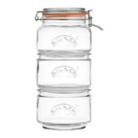 KILNER Vorratsglas, Glas, Edelstahl, (Set, 3-tlg., 2 x 0,88Liter, 1 x 0,9 Liter)