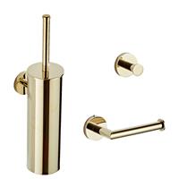 saniclear Dorado goudkleurig toilet accessoire set incl toiletborstel, rolhouder en haak