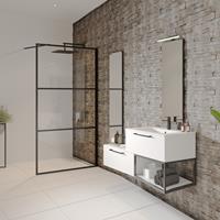 riho Inloopdouche  Grid 90x200 cm 6 mm Helderglas Zwarte Profielen 