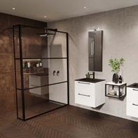 riho Inloopdouche met Zijwand  Grid 100x200 cm 6 mm Helderglas Zwarte Profielen 