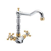 Sapho Wastafelmengkraan  Antea 2-knop Uitloop Recht 24 cm Chroom / Goud 