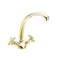 Sapho Wastafelmengkraan  Antea 2-knop Gebogen Uitloop 26.5 cm Goud 