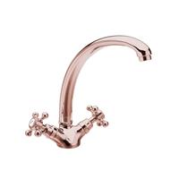 Sapho Wastafelmengkraan  Antea 2-knop Gebogen Uitloop 26.5 cm Rose Goud 