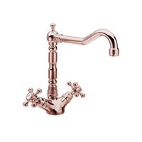 Sapho Wastafelmengkraan  Antea 2-knop Uitloop Recht 24 cm Rose Goud 