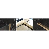 Boss & Wessing BWS Inloopdouche Pro Line Rookglas Geborsteld Messing Goud Profiel en Stang (ALLE MATEN)
