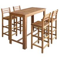VidaXL Bartafel- en stoelenset massief acaciahout 5-delig