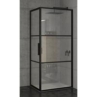 Riho Grid douchecabine XL 110x90x200cm 1 draaideur zwart profiel en helder glas GB2110090