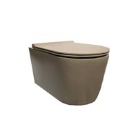 Salenzi Wandcloset  Civita 50x35x36.5cm Keramiek Rimless Mat Beige (incl. zitting)