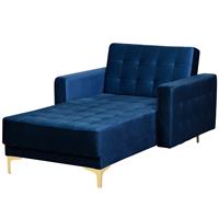 Beliani Chaise longue fluweelstof marineblauw ABERDEEN