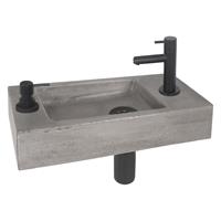 differnz Fonteinset  Jax Kraan en Afvoer Mat Zwart Ingebouwde Zeeppomp 42x18.5x9 cm Beton 