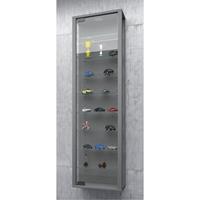 VCM Wandvitrine Sammelvitrine Glasvitrine Wand Vitrine Regal Schrank Glas, mit led: silber