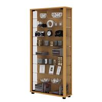 VCM Sammelvitrine Standvitrine Glasvitrine Glasregal Vitrine Glas Schaukasten "Lumo, ohne led: buche