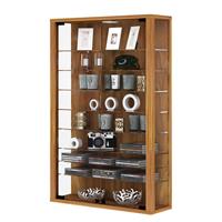 VCM Wandvitrine Sammelvitrine Glasvitrine Wand Vitrine Regal Schrank Glas, ohne led: kern-nussbaum