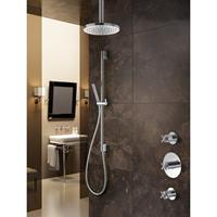 Hotbath IBS 3 complete thermostatische douche inbouwset Chap met 2 stopkranen chroom staafmodel handdouche met plafondbuis 15cm diameter douchekop 20cm inclusief glijstang IBS3CR-S-P15-20cm-M305