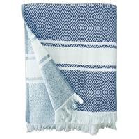 Strandlaken/badlaken hammam blauw/wit Chevron 90 x 160 cm Multi