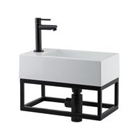 Boss & Wessing Fonteinset BWS Solid Black 40x22x10 cm met Mat Zwart Frame (kraangat links)