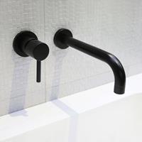 Luca Wastafelmengkraan  Sanitair Bongio Inbouw 16 cm Uitloop Mat Zwart 