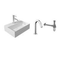 Salenzi Fonteinset Spy Glans Wit 40x30 cm Chroom (Keuze uit 20 kranen)