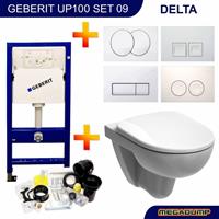 geberit Up100 Toiletset 09 Sphinx 280 Rimfree Met Bril En Drukplaat - Standaard Delta 21 Wit (115125111)