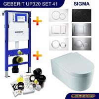 geberit Up320 Toiletset 41 Aqua Splash Arco Met Sigma Drukplaat - Standaard Sigma 01 - Wit - 115770115