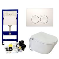 Geberit UP100 Toiletset set46 Wiesbaden Luxe Douchewc Stroomloos Met Metro Pot Delta drukplaat