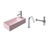 Salenzi Fonteinset Spy Mat Roze 45x20 cm Chroom (Keuze uit 20 kranen)