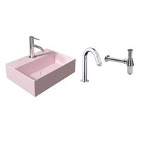 Salenzi Fonteinset Spy Mat Roze 40x30 cm Chroom (Keuze uit 20 kranen)