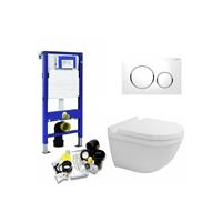 geberit Up320 Toiletset 25 Duravit Starck 3.0 Met Bril En Drukplaat - Standaard Sigma 01 - Wit - 115770115