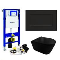 Geberit UP320 Toiletset 35 Civita Black Rimless Sigma 30 Mat Zwart Drukplaat - Toiletset 35 + Sigma 30 Mat Zwarte Drukplaat