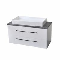 sanicare Onderkast  Q16 97,9x44,4 cm Twee Lades Hoogglans Wit 