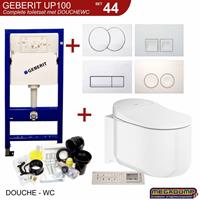 Geberit UP100 Toiletset 44 Grohe Sensia Complete Douchewc Met Drukplaat - Toiletset 44 - Delta 21 Wit