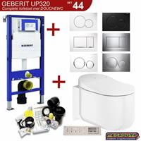 Geberit UP320 Toiletset 44 Grohe Sensia Complete Douchewc Met Drukplaat - Toiletset 44 - Sigma 01 Wit